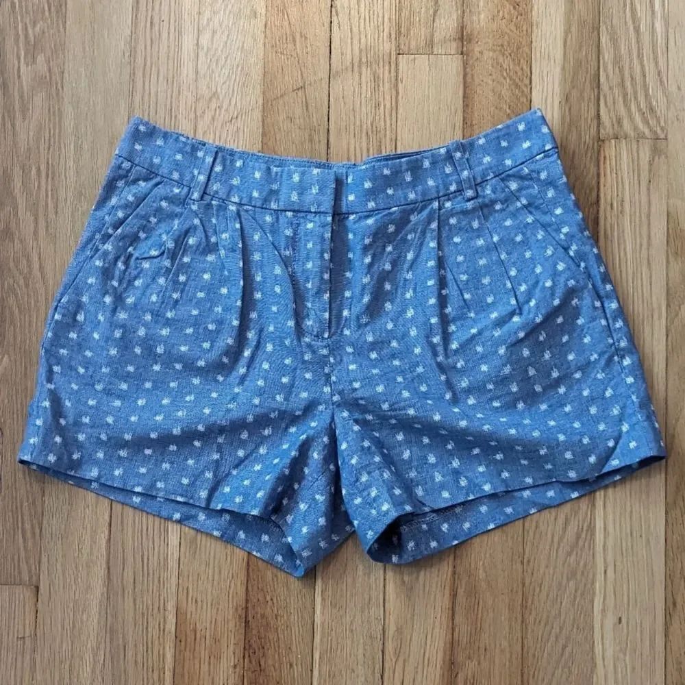 J. Crew blue and white polka tailored shorts